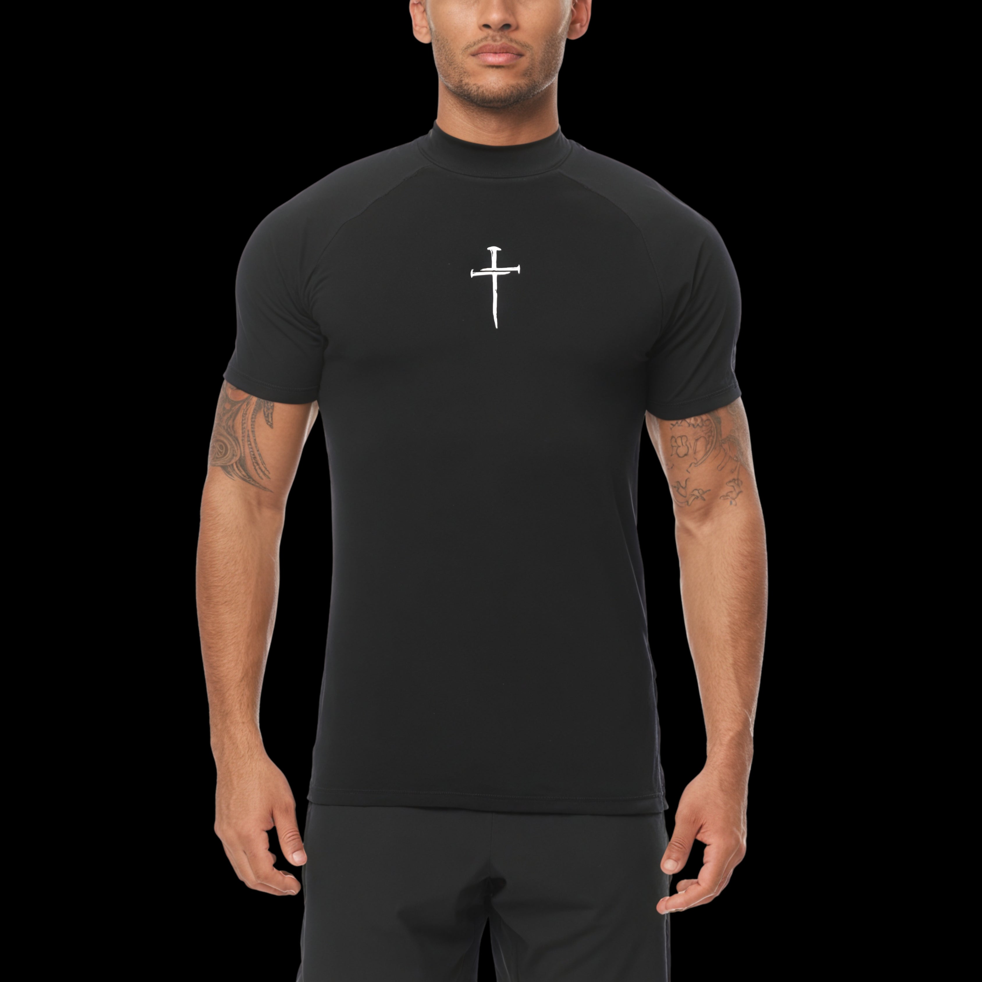 High Collar Compression Tee- Short Sleeve
